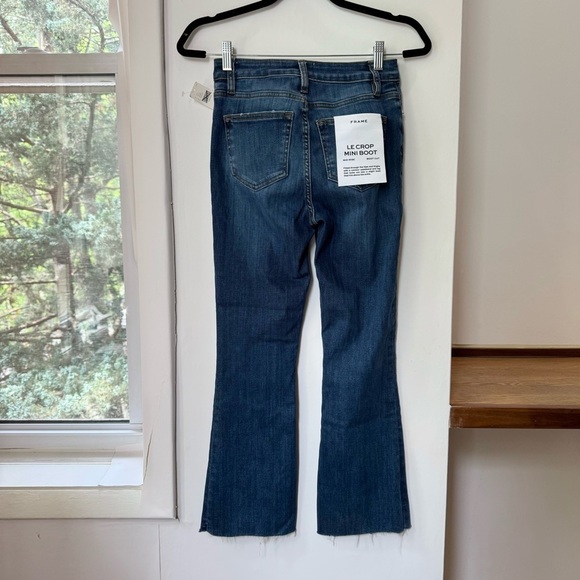 NWT FRAME Le Crop Mini Boot Jeans Mid Rise Denim Boot Cut Dark Wash Blue Lupine - Picture 8 of 14